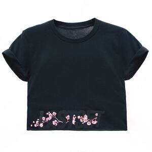 Lastset Co Cherry Blossom Gym Tee size Large L Black Athleisure Shirt